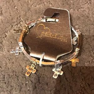 New*Believe in...Faith, Hope, Live Cross Bracelet.
